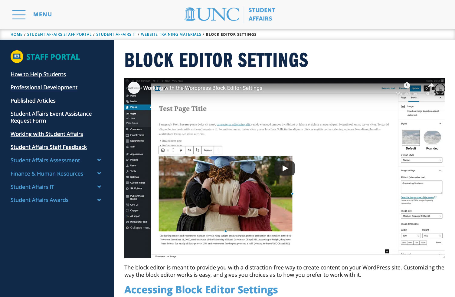 block editor settings